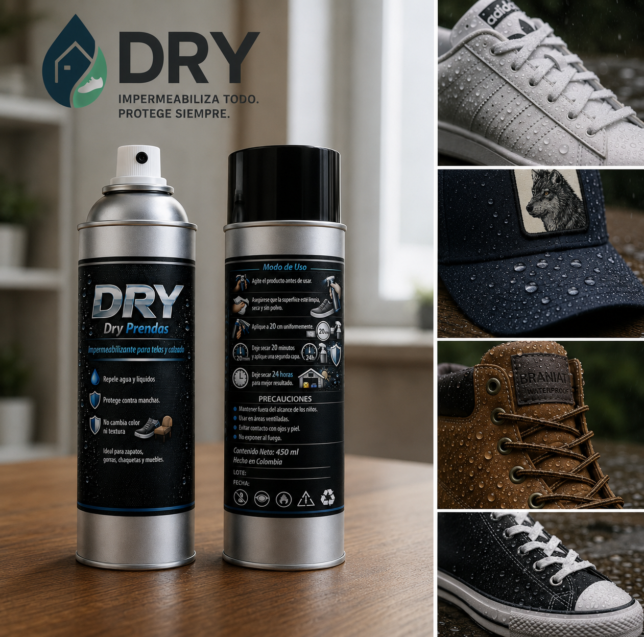 Dry Prendas | Impermeabilizante | Telas | Cueros | Zapatos | Gorras | Muebles